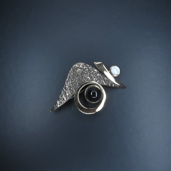 Gold Pin with Black and White Stone Accents - Picture 2 of 6